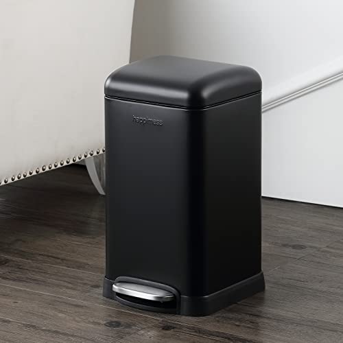 happimess Betty Retro Mini 3.2 Gal Step Trash Can, Charcoal Black - color: Black