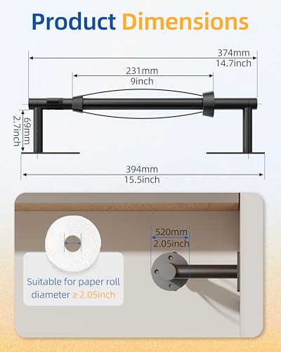 RUACQ Paper Towel Holder Under Cabinet, One Hand Tearing, Matte Black - color: Matte Black, size: One Hand Tear - Rectangle