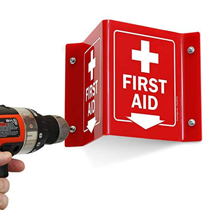 SmartSign “First Aid” Projecting Sign | 5" x 6" Acrylic, Made in USA - color: 5" x 6" Acrylic Projecting Sign