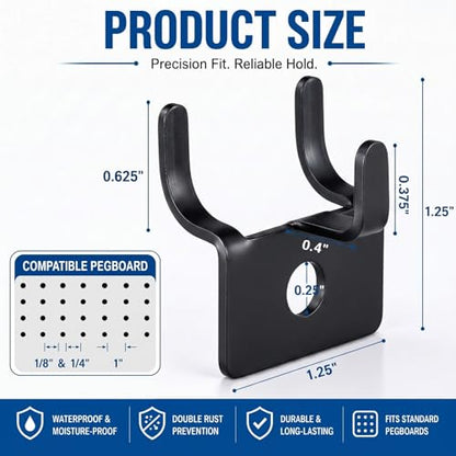 Tandefio 100 Pcs Pegboard Hooks, Picture Hangers for 1/8 & 1/4 in, Black - color: Black