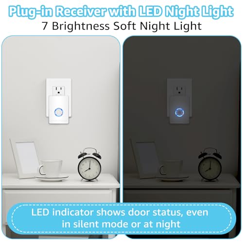 Greencycle Door Chime, Wireless Door Open Contact Sensor Alarm - color: 1 plug recevier+ 1 chime