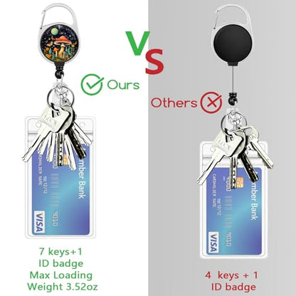 Piefly Lanyards for Id Badge, Teacher Card Holder Retractable Reel Mushroom - color: Mushroom