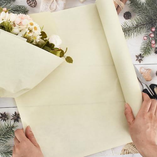 BEISHIDA Khaki Gift Wrapping Paper Roll, 15in X 32ft Kraft Bulletin Board Paper Gift Wrap for Christmas Mother's Day Valentine's Day Graduation, Flower Wrap - color: khaki
