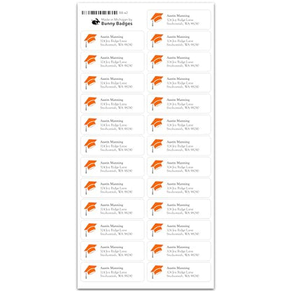 Personalized Graduation Return Address Labels - Announcement Address Labels on Sheets (50-500 Labels) (Cap)