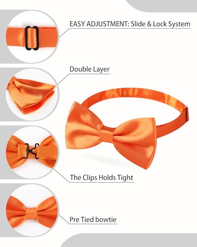 AWAYTR Bow Ties for Men - Pre-Tied Adjustable Tuxedo Style for Wedding - color: Orange