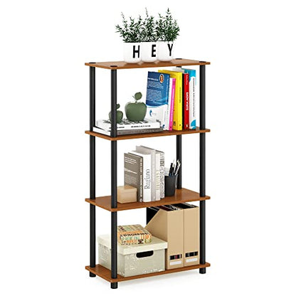 Furinno Turn-N-Tube Toolless 4-Tier Storage Shelves, Light Cherry - color: Light Cherry/Black, size: 4-Tier Round Tube