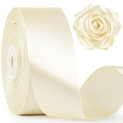 Mauproy Ivory Satin Ribbon, 1-1/2 Inch, 50 Yards - color: Ivory