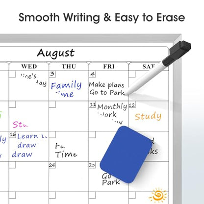 MaxGear Whiteboard Calendar for Wall, 16"x12" Monthly Whiteboard, Silver Aluminum Alloy Framed Small Dry Erase Board with Handle, for Students - Planning, Drawing, Memo, to Do List - style: Silver Monthly
