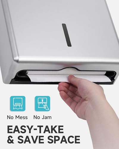 AIKE 400 Sheets Wall Mount Paper Towel Dispenser,Fit Multifold Paper,Silver - color: Silver
