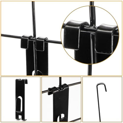 50 Pack Gridwall Hooks, Utility Notch Display Hook, Black Metal Gridwall Picture Hanger, Grid Wall Accessory for Art Clothes Painting, Panel, Pegboard, Shelf, Commercial Display