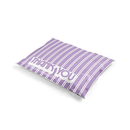 Shop4Mailers 10 x 13 Lavender Retro Striped Thank You Poly Bag Mailer Designer Poly Bag Mailer Envelopes 2 Mil (100 Pack, Purple)