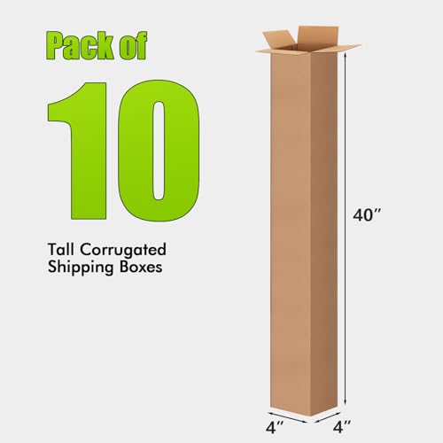 Docik 4x4x40 Inch Tall Corrugated Cardboard Boxes, 10 Pack - size: 4x4x40 Inch