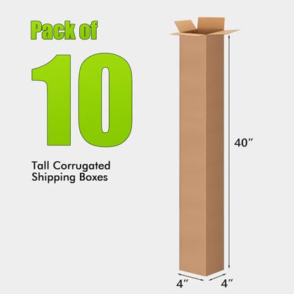 Docik 4x4x40 Inch Tall Corrugated Cardboard Boxes, 10 Pack - size: 4x4x40 Inch