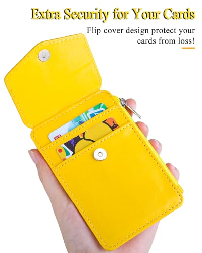 Teskyer ID Badge Holder with Lanyard, Lanyard Wallet, Bright Dark Pink - color: Bright Yellow, size: 3.1" x 4.7"