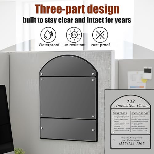 AmazingSpark 25 x 18.5 Inches Wall Mounted Office Sign Acrylic Directory Sign Office Wall Directory Large Signs Holder 6 Panels Black Backing for Restaurant Church Poster Frame Easy Install Board