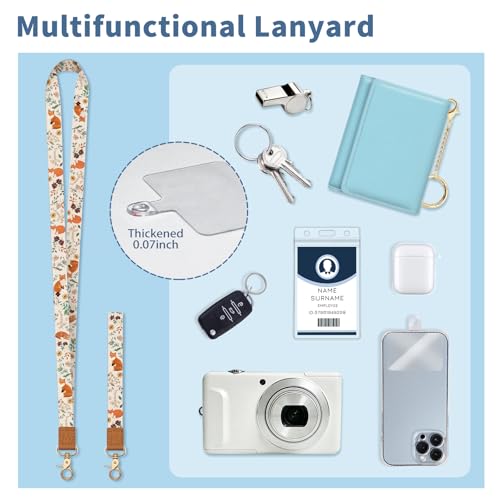 Foxes Lanyard Wallet with Id Badge Holder Keychain for Card Women - color: Foxes Flower
