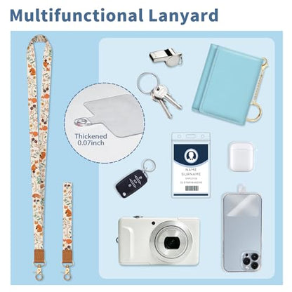 Foxes Lanyard Wallet with Id Badge Holder Keychain for Card Women - color: Foxes Flower