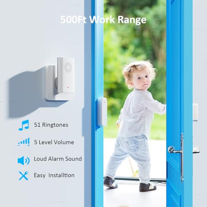 Wireless Door Chime, Door Sensor Chimes When Door Opens/Business Entering - size: 2 Receivers +3Sensors