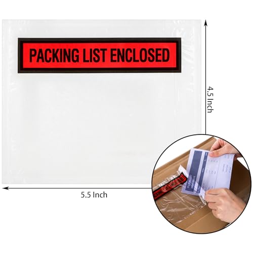 Nicunom 1000 Pcs Packing List Envelopes 4.5" x 5.5", Clear Adhesive Invoice Packing Slip Envelope Pouches Shipping Label Sleeves Top Loading Packing List Enclosed Bags for Mailing - size: 4.5'' x 5.5''
