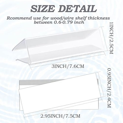 30-Pack Clear Plastic Shelf Label Holder Clips, Fits 0.6-0.78 inch Thick Wire & Wood Shelves, Includes 30 Blank Inserts for Retail Supermarket Organization