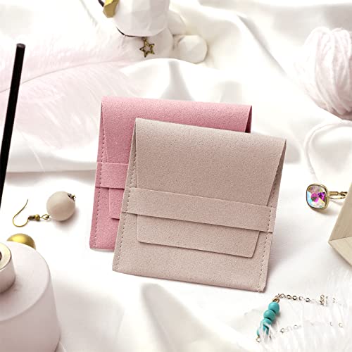 Bonuci 40 Pcs Microfiber Jewelry Pouch Bulk with Band - color: Multicolor