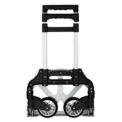 Mount-It! Folding Hand Truck and Personal Dolly, Foldable Aluminum Trolley Cart, 165 Lb Capacity Heavy Duty Dolly with Wheels of Rubber for Moving, Comfortable Telescoping Handle for Indoor Outdoor - size: 165 Lb Capacity