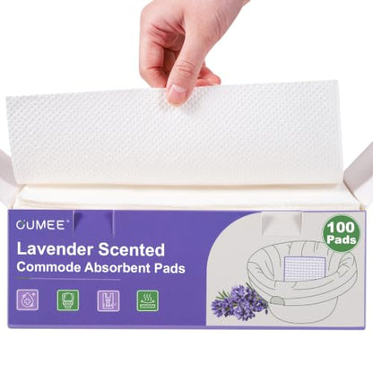OUMEE Lavender 100 Count Absorbent Commode Pads for Bedside Commode Bucket - size: 9.5*5.1in-Lavender