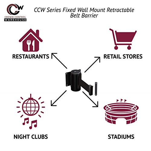 Crowd Control Warehouse Fixed Wall Mount Retractable Belt Barrier, 11-Foot - color: Maroon, size: Solid Color