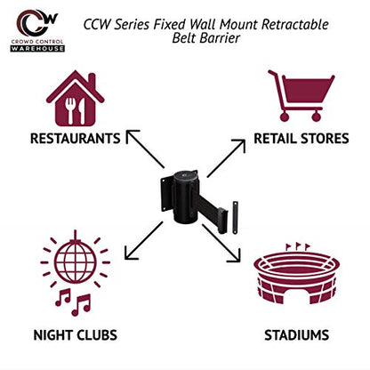Crowd Control Warehouse 11 Ft Fixed Wall Mount Retractable Belt Barrier - color: Light Brown, size: Solid Color
