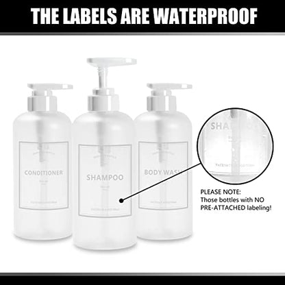 Shampoo Bottles Refillable with Pump, YACEYACE 3Pcs 16.9oz Matt Clear - color: Clear Matt