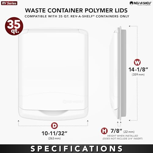 Rev-A-Shelf 35 Quart Garbage Can Lid for Base Kitchen and Bathroom Cabinet, Replacement Plastic Trash Bin Lid Only, Black, RV-35-LID-18-1 - color: Black, size: 35 QT