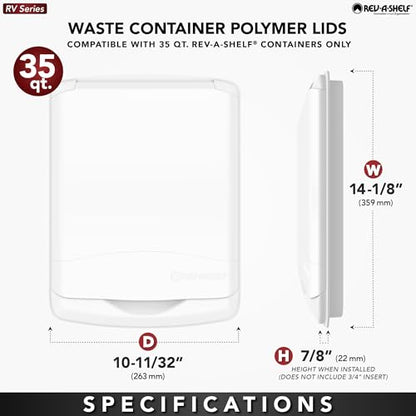 Rev-A-Shelf 35 Quart Garbage Can Lid for Base Kitchen and Bathroom Cabinet, Replacement Plastic Trash Bin Lid Only, Black, RV-35-LID-18-1 - color: Black, size: 35 QT