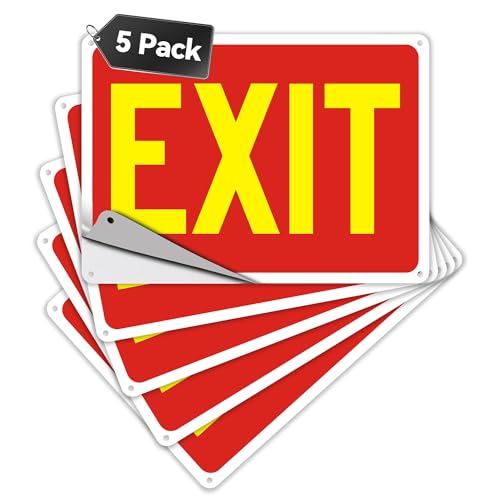 5 Pack Exit Signs, Exit Sign Stickers for Door and Wall Mount - High Visibility Safety Sign, Premium Self-Adhesive Vinyl Easy to Install (Yellow) - color: Exit Sign Yellow