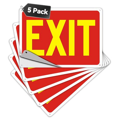 5 Pack Exit Signs, Exit Sign Stickers for Door and Wall Mount - High Visibility Safety Sign, Premium Self-Adhesive Vinyl Easy to Install (Yellow) - color: Exit Sign Yellow