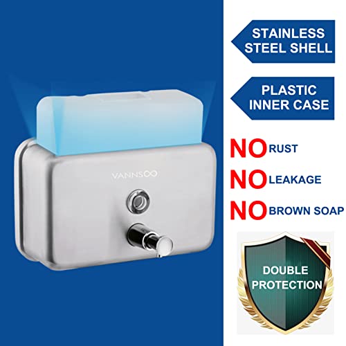 Commercial Soap Dispenser Wall Mount Stainless Steel, Horizontal - size: Horizontal