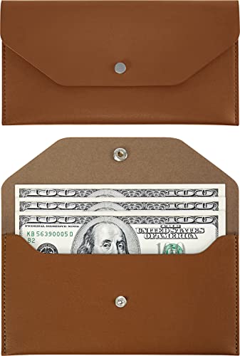 Carrotez PU Leather Cash Envelope Wallet, Money Envelope for Cash - Brown - color: Brown, style: No Letter Engraving