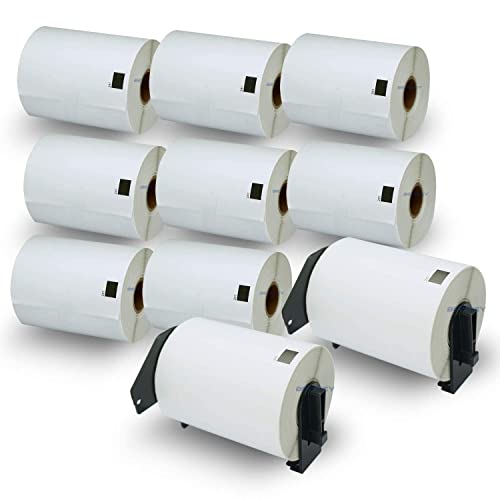 BETCKEY - Compatible Shipping Labels Replacement for Brother DK-1247 (4.07" x 6.4"), Use with Brother QL Label Printers [10 Rolls + 2 Reusable Cartridges] - color: Dk-1247 4.07" X 6.4" Fit Ql-1110nwb