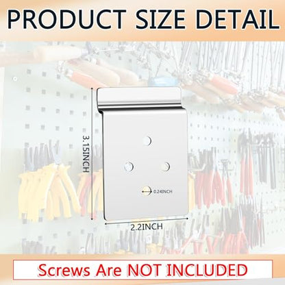 Pelopy 2 Pack Slatwall Metal Plate Mount Backplate Mounting Adapter to Make Items Slatwall Compatible Heavy Duty Steel Bracket with 4 Pre-Drilled Holes Backplate for Secure Display (Silver)
