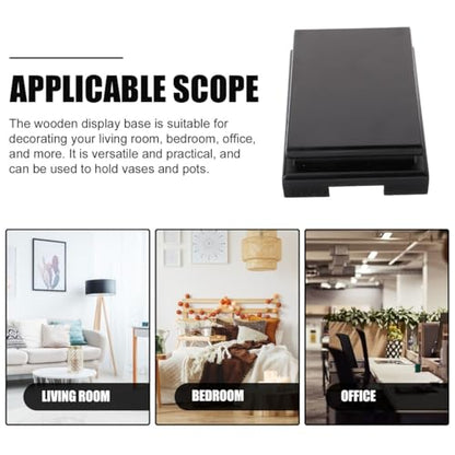 PRETYZOOM Wooden Display Stand Rectangular Base Pedestal for Buddha Statue Vase Flower Pot Home Decor Art Rack for Living Room Bedroom Shelf
