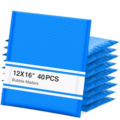 UCGOU Bubble Mailers 12x16" 40 Pack Usable Size 12x15" Blue Padded Mailers - color: Blue, size: 12x16" 40PC