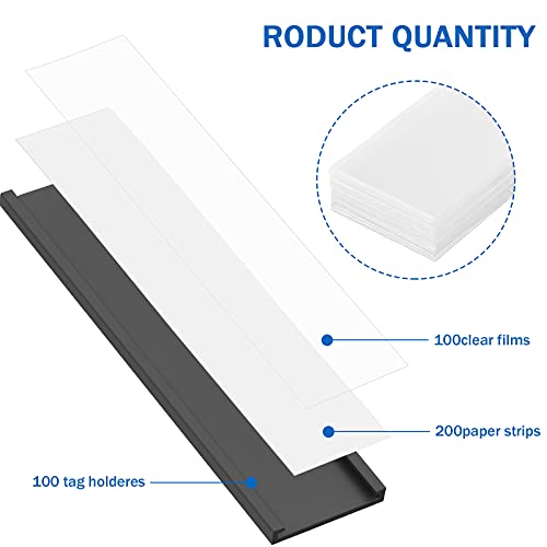 Outus 100 Pcs Channel Magnetic Label Holders for Metal Racks and Shelves - size: 0.8 x 3 Inch