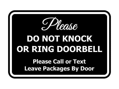 Signs ByLITA Classic Framed Please Do Not Knock Or Ring Doorbell Wall or Door Sign - Easy Installation | Mail Delivery Instruction | Do Not Disturb (Black) - Small 2 Pack - color: Black, size: 4 x 6" - Small (2 Pack)