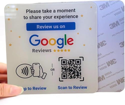 NFC Tap Google Review Acrylic Plate, White, Compact 3.9", 3-PLATES - color: White, size: 3.94" - 3 PLATES