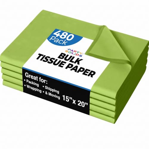 Party Solids Lime Green Tissue Paper for Gift Bags 15" X 20" 480 Sheets - color: Lime Green, size: 15" X 20"