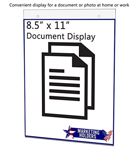 25 Pack Wall Sign Holder Clear Acrylic with 2 Predrilled Holes and Hanging Hardware for 8.5" x 11" Advertisements and Special Announcements in Retail Stores No Assembly by Marketing Holders - size: 8.5"w x 11"h