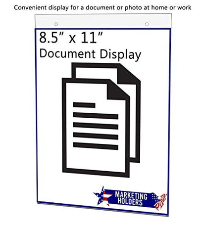 25 Pack Wall Sign Holder Clear Acrylic with 2 Predrilled Holes and Hanging Hardware for 8.5" x 11" Advertisements and Special Announcements in Retail Stores No Assembly by Marketing Holders - size: 8.5"w x 11"h