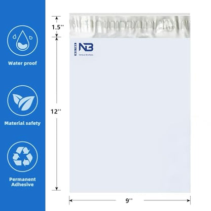 NB 9x12 Inch – 1000 Pcs White Poly Mailers Strong Adhesive Self-Seal Shipping Envelopes, Tear & Water Resistant Packaging for E-Commerce and Small Business - color: White, size: 9"x12" 1000pcs