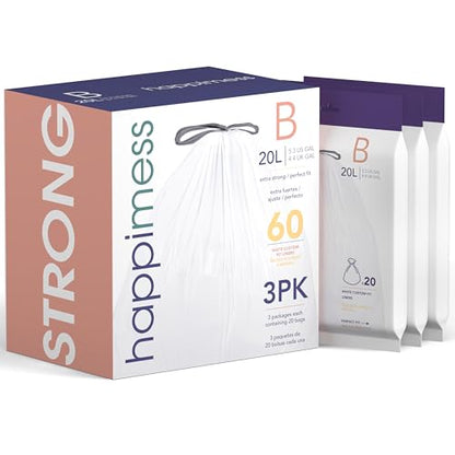 happimess 20-Count Unscented 5.3 Gal Trash Bags, White, Pack of 3 - color: White, size: 60 Count (Pack of 1)