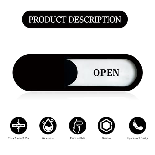 Open/Close Slider Sign, Acrylic, Black 7.4x2.2in - color: Open Closed Signs, size: 1 PCS
