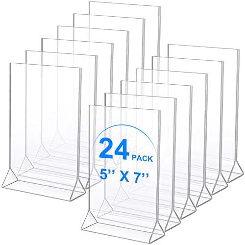 Yulejo 24 Pack Acrylic Sign Holder, Clear Plastic Table Display, 5 x 7In - size: 5 x 7 Inches